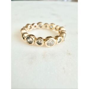 Cubic zirconia round cut infinity gold color ring size 8